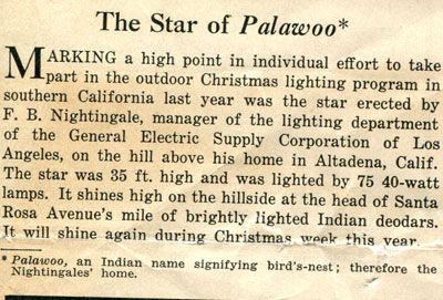 Electrical News 1929 article Star of Palawoo